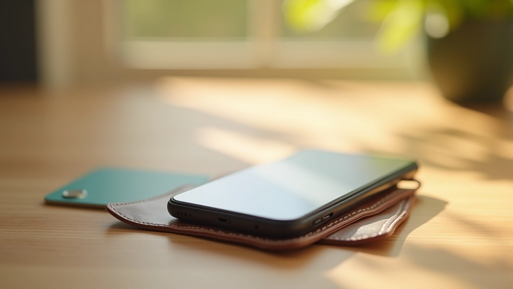 Portefeuille physique vide à côté d'un téléphone intelligent, illustrant la transition vers les paiements numériques sans frais