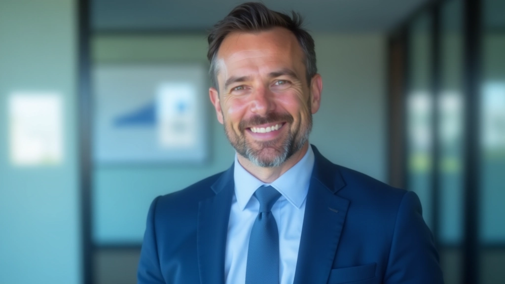Consultant financier en blazer bleu présentant un graphique d'analyse à un client, dans un bureau moderne avec tableau blanc