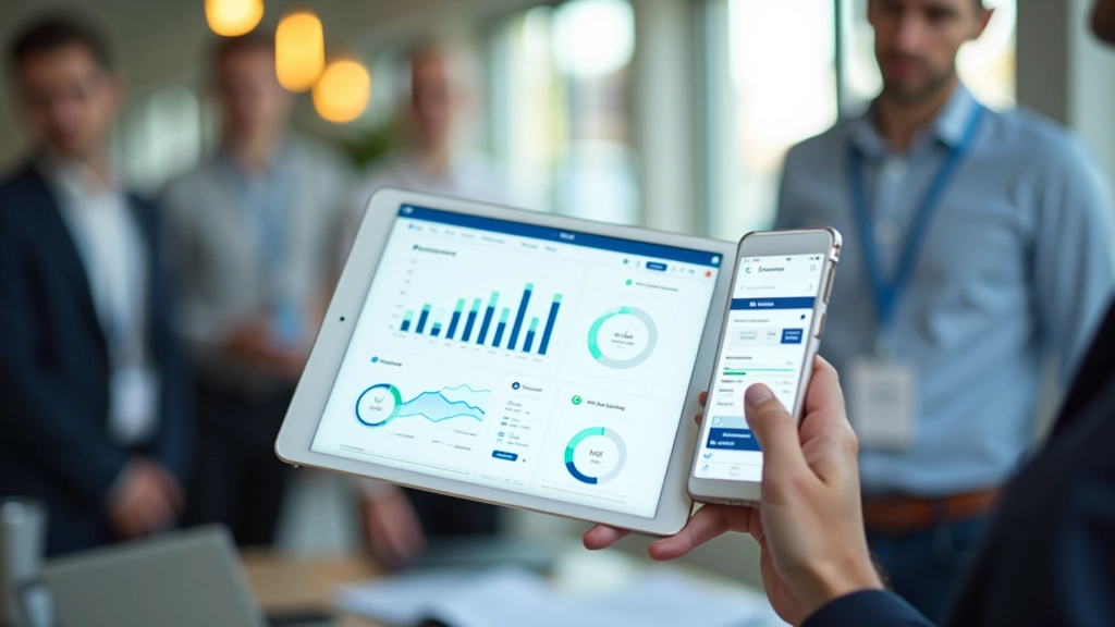 Tableau de bord financier numérique sur appareils mobiles modernes