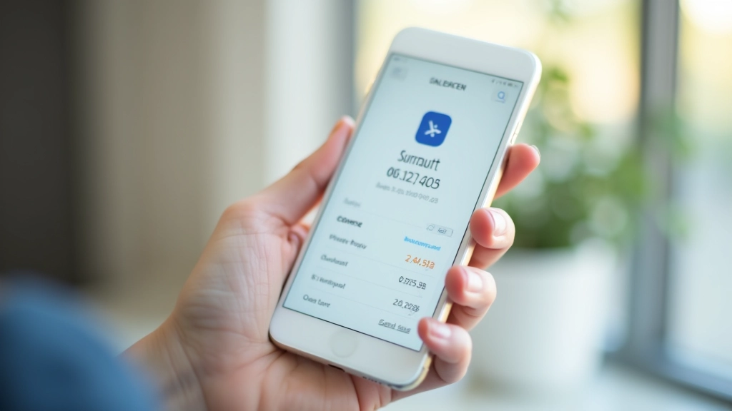 Écran de téléphone intelligent affichant l'interface d'une application bancaire avec solde de compte et transactions récentes visibles