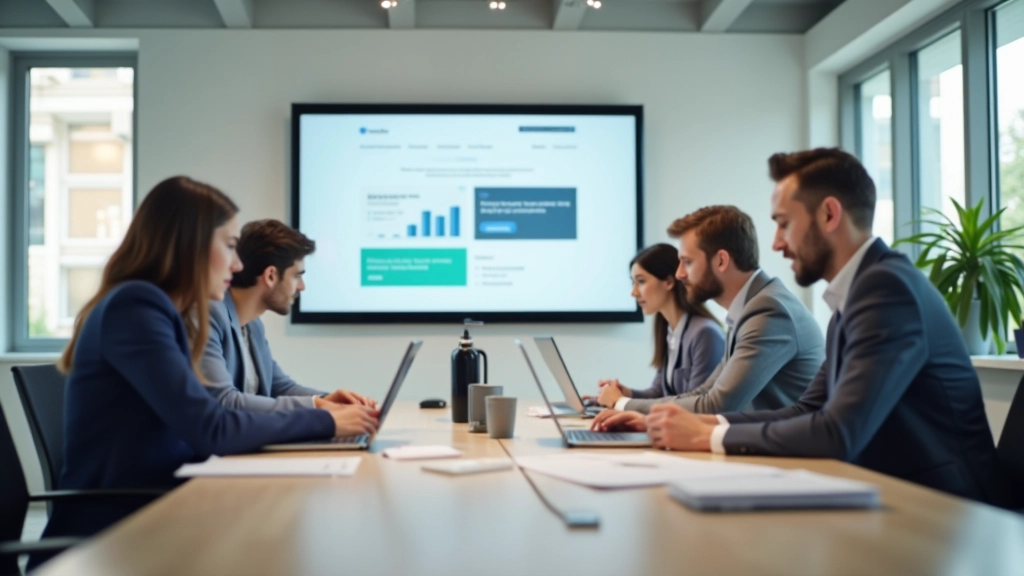 Équipe d'experts financiers en réunion collaborative dans un bureau moderne
