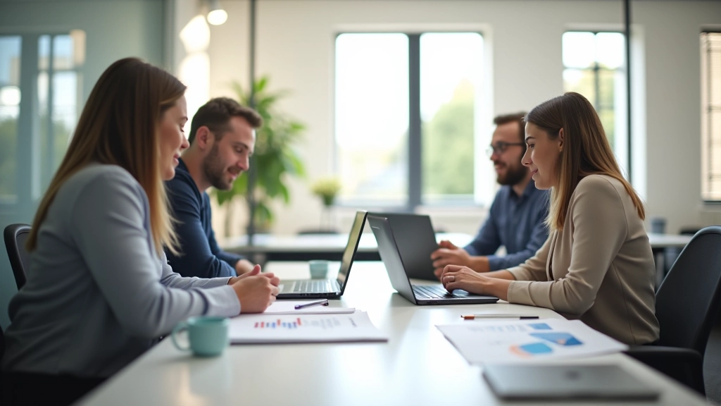 Équipe de travail analysant les données financières numériques